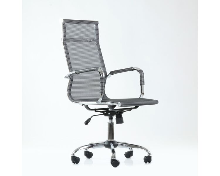 Купить Кресло Barneo K-111H для персонала серая сетка, газлифт 3кл серый/хромированный металл, Цвет: серый, фото 3