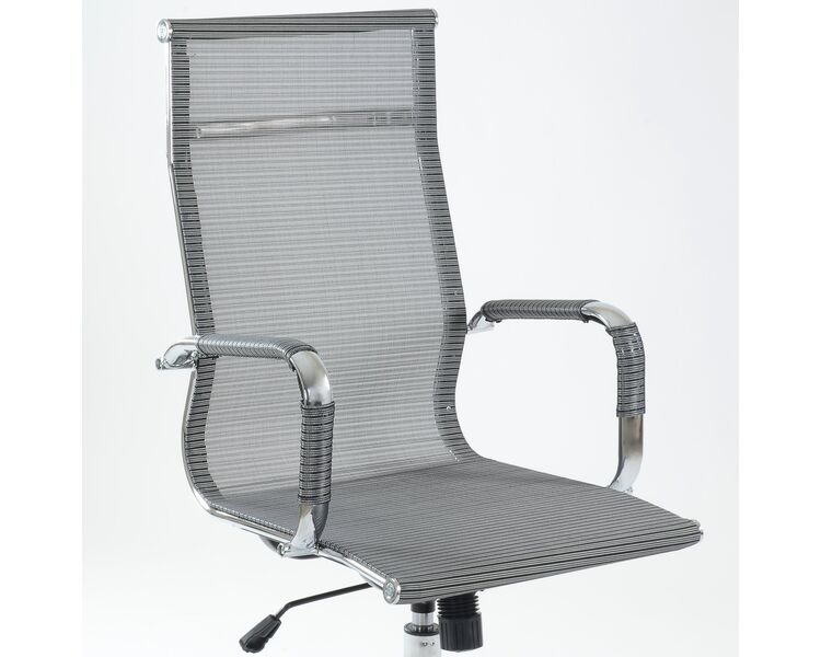 Купить Кресло Barneo K-111H для персонала серая сетка, газлифт 3кл серый/хромированный металл, Цвет: серый, фото 5