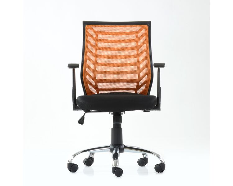 Купить Кресло Barneo K-138 для персонала черная ткань оранжевая сетка, газлифт 3кл черный/хромированный металл, Цвет: оранжевый, фото 2