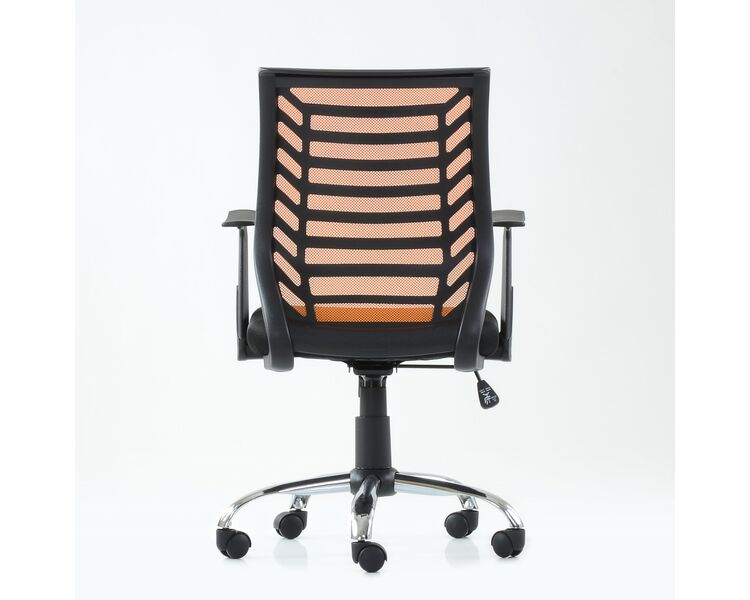 Купить Кресло Barneo K-138 для персонала черная ткань оранжевая сетка, газлифт 3кл черный/хромированный металл, Цвет: оранжевый, фото 4