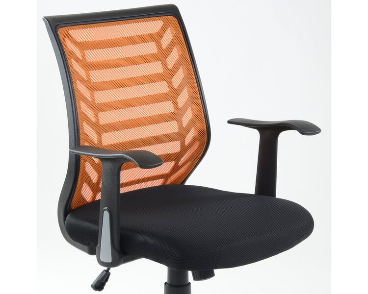 Купить Кресло Barneo K-138 для персонала черная ткань оранжевая сетка, газлифт 3кл черный/хромированный металл, Цвет: оранжевый, фото 5