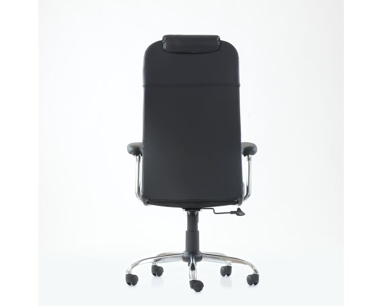 Купить Кресло Barneo K-117 для персонала черная кожа, газлифт 3кл черный/хромированный металл, Цвет: черный, фото 4