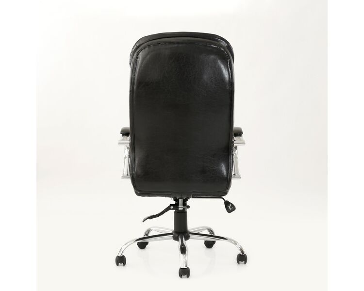 Купить Кресло Barneo K-9950 черная глянцевая кожа, газлифт 3кл черный/хромированный металл, Цвет: черный глянцевый, фото 4