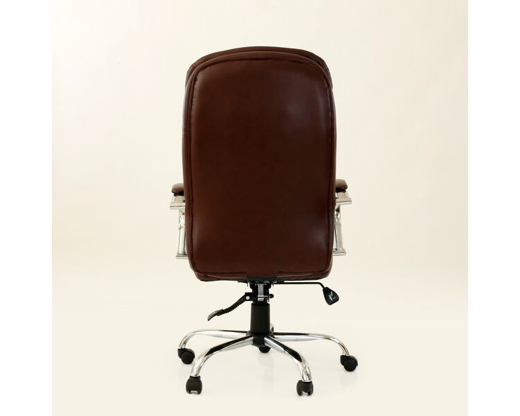 Купить Кресло Barneo K-9950 коричневая глянцевая кожа, газлифт 3кл коричневый/хромированный металл, Цвет: коричневый, фото 4