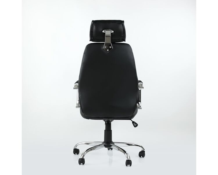 Купить Кресло Barneo K-90 черная ткань/черная кожа, газлифт 3кл черный/хромированный металл, Цвет: черный, фото 4