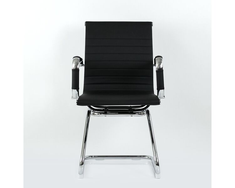 Купить Кресло Barneo K-113 черная кожа на полозьях черный/хромированный металл, Цвет: черный, фото 2