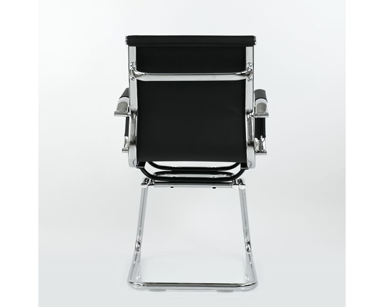 Купить Кресло Barneo K-113 черная кожа на полозьях черный/хромированный металл, Цвет: черный, фото 4