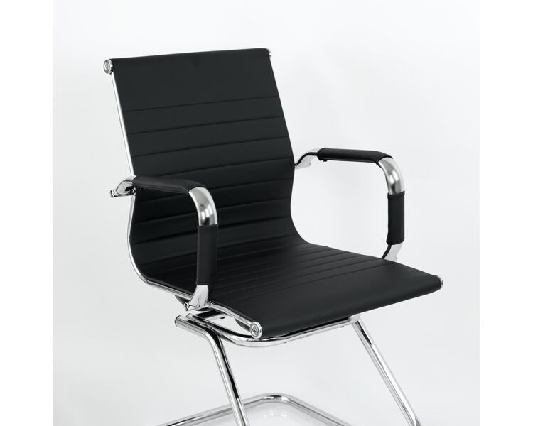 Купить Кресло Barneo K-113 черная кожа на полозьях черный/хромированный металл, Цвет: черный, фото 5
