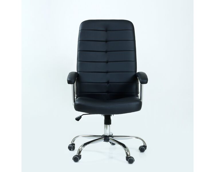 Купить Кресло Barneo K-547 черная кожа черный/металл, Цвет: черный, фото 2