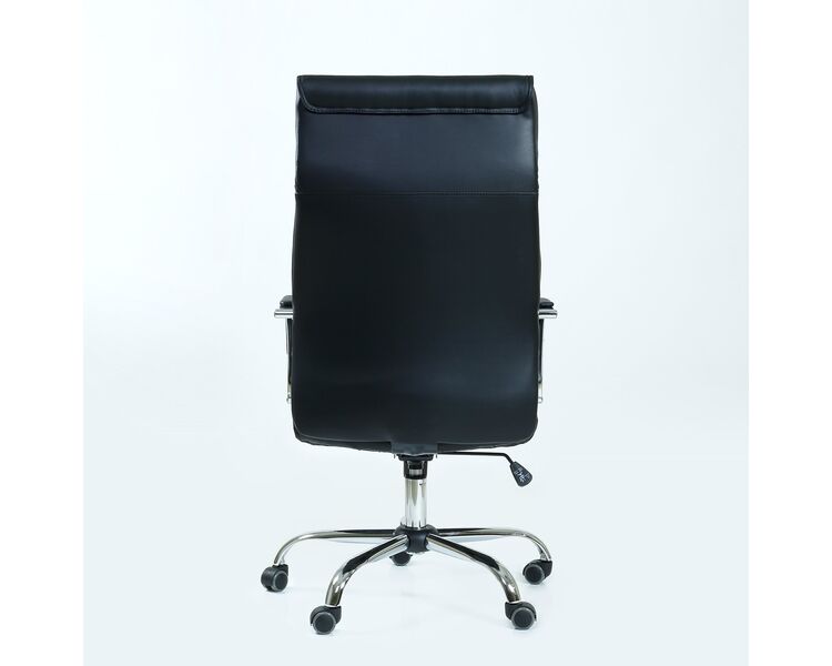 Купить Кресло Barneo K-8010 черная кожа черный/хромированный металл, Цвет: черный, фото 4