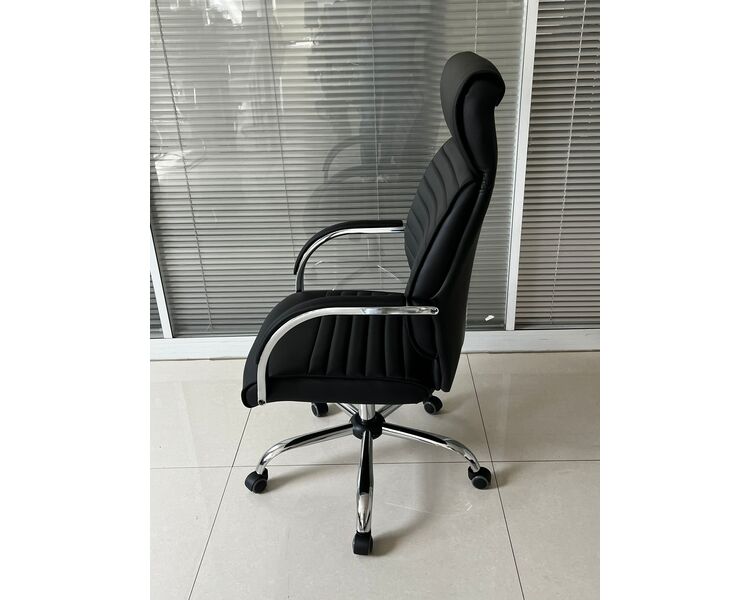 Купить Кресло Barneo K-8010 черная кожа черный/хромированный металл, Цвет: черный, фото 7