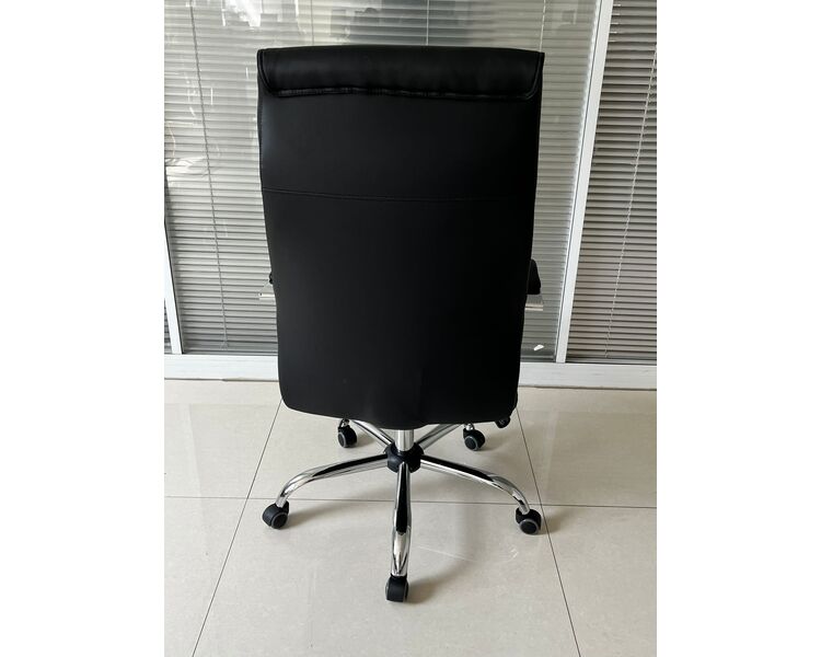 Купить Кресло Barneo K-8010 черная кожа черный/хромированный металл, Цвет: черный, фото 8