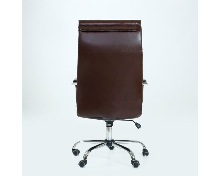Купить Кресло Barneo K-8010 коричневая глянцевая кожа коричневый/хромированный металл, Цвет: коричневый, фото 4