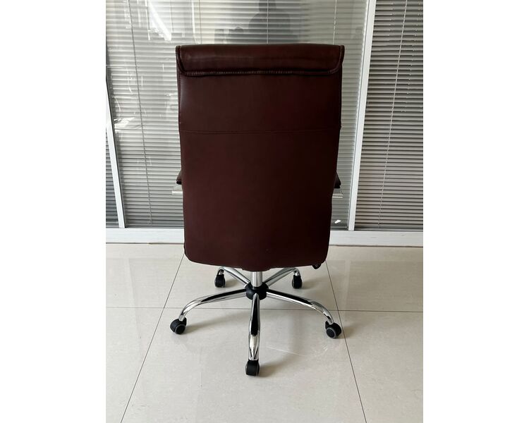 Купить Кресло Barneo K-8010 коричневая глянцевая кожа коричневый/хромированный металл, Цвет: коричневый, фото 8