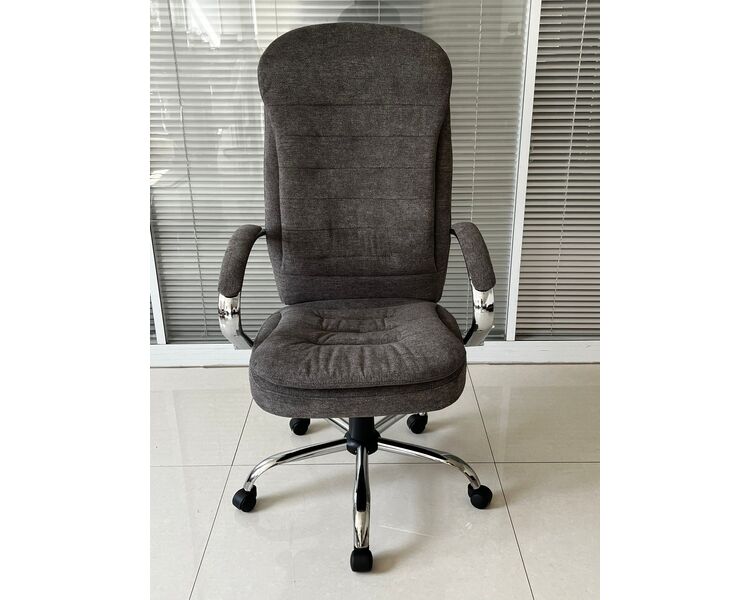Купить Кресло Barneo K-9950 серая ткань, газлифт 3кл серый/хромированный металл, Цвет: серый, фото 5