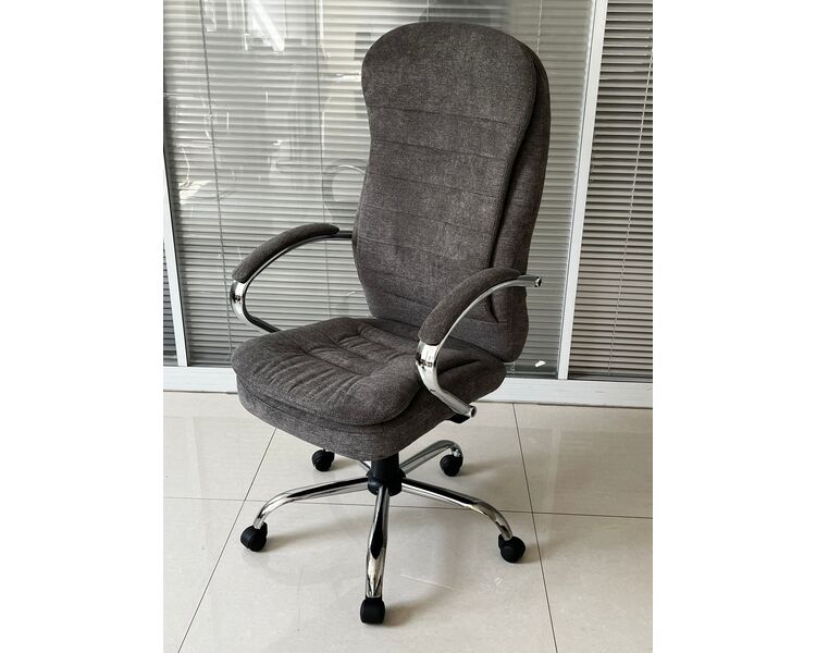 Купить Кресло Barneo K-9950 серая ткань, газлифт 3кл серый/хромированный металл, Цвет: серый, фото 6
