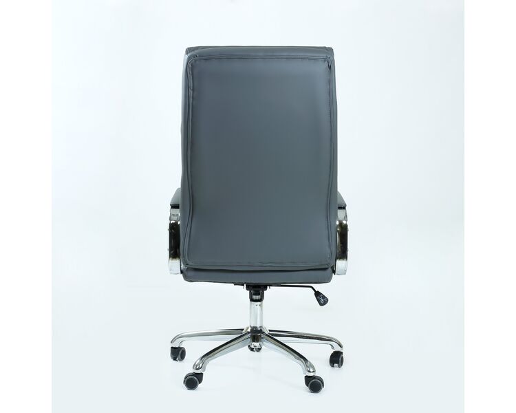 Купить Кресло Barneo K-424 серая кожа, газлифт 3кл серый/металл, Цвет: серый, фото 4