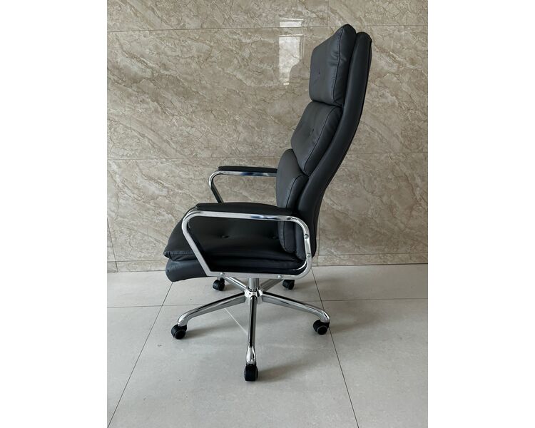 Купить Кресло Barneo K-424 серая кожа, газлифт 3кл серый/металл, Цвет: серый, фото 7