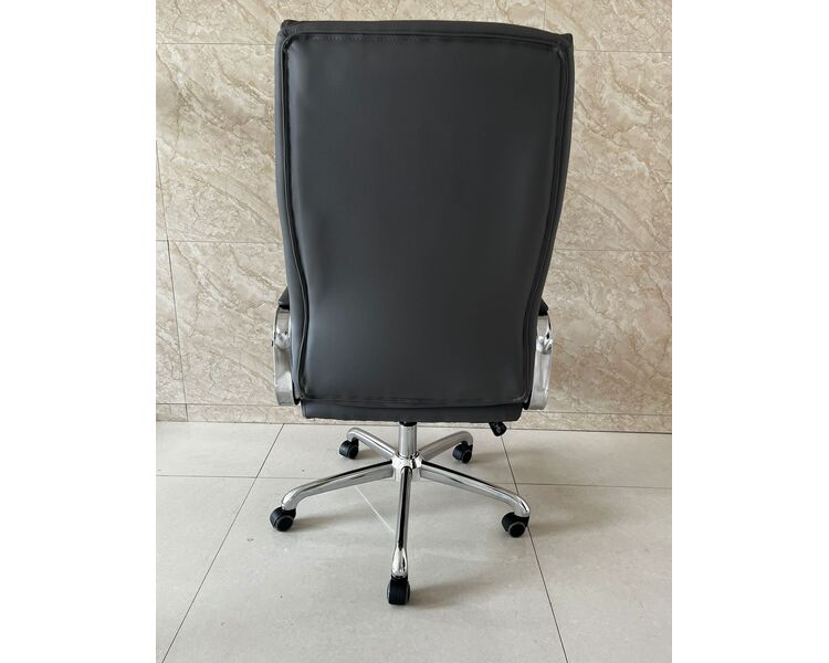 Купить Кресло Barneo K-424 серая кожа, газлифт 3кл серый/металл, Цвет: серый, фото 8