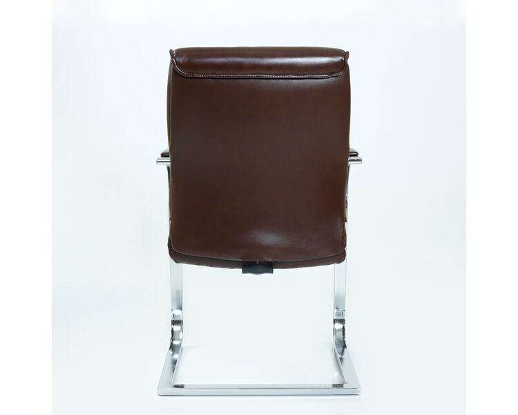 Купить Кресло Barneo K-8010L коричневая глянцевая кожа, на полозьях коричневый/хромированный металл, Цвет: коричневый, фото 4