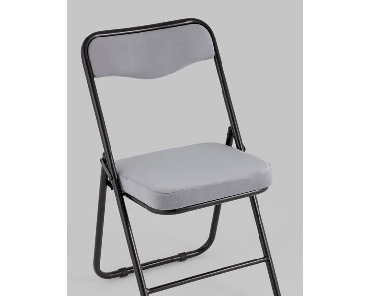 Купить Складной стул Джонни велюр серый каркас черный матовый, Цвет: серый велюр, фото 8