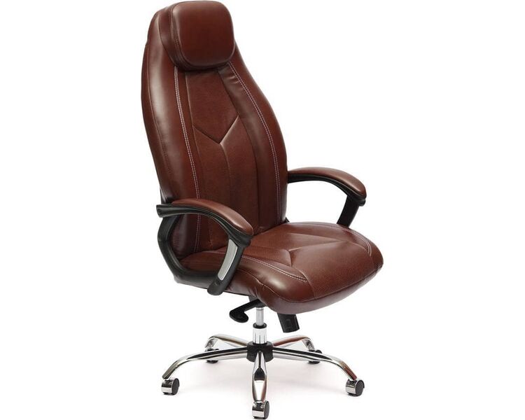 Купить Кресло офисное Boss люкс СH коричневый, хром, Цвет: коричневый/хром