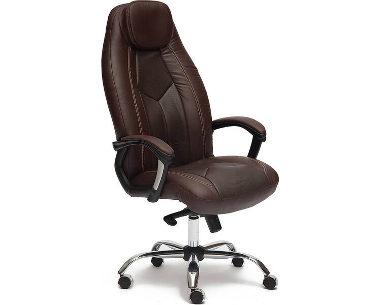 Купить Кресло офисное Boss люкс СH темно-коричневый, хром, Цвет: темно-коричневый/хром