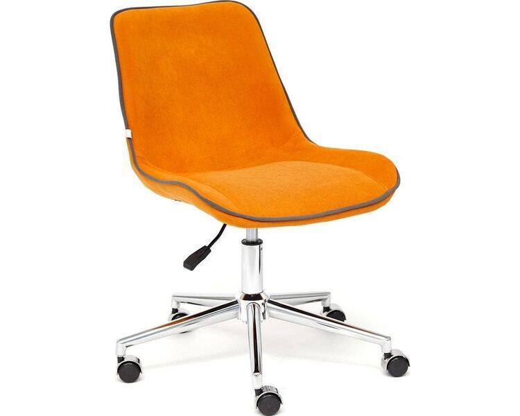 Купить Стул офисный Style флок оранжевый, хром, Цвет: оранжевый/серый/хром