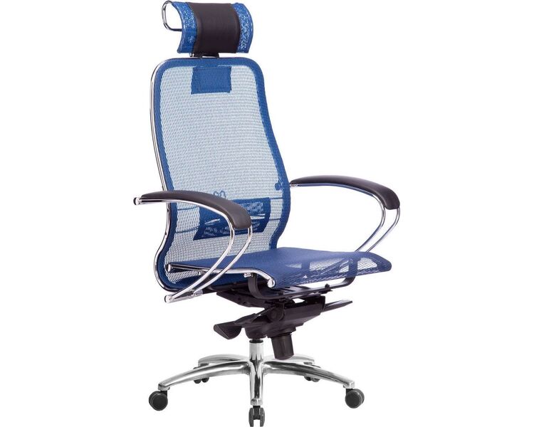 Купить Кресло офисное Samurai S-2.04 синий, хром, Цвет: синий/хром