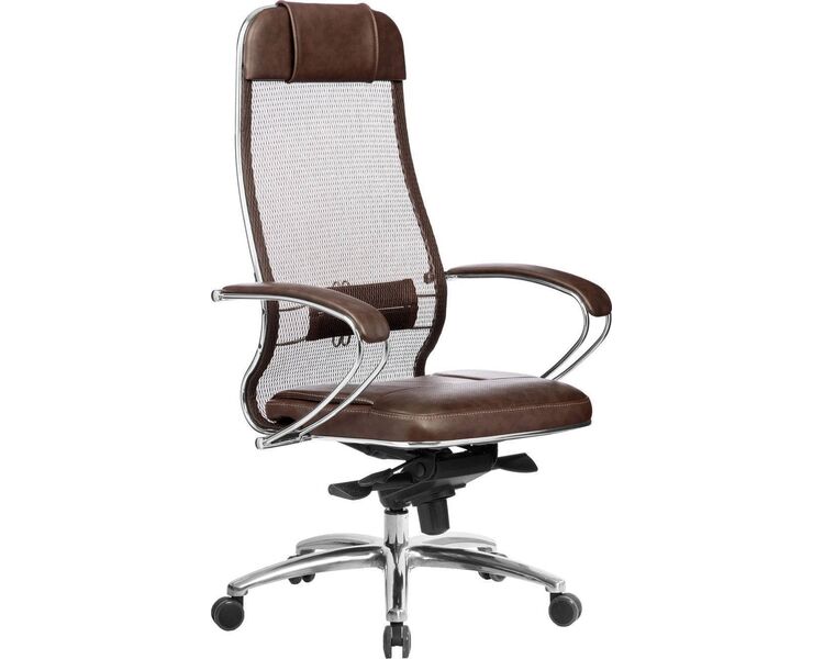 Купить Кресло офисное Samurai SL-1.04 коричневый, хром, Цвет: коричневый/хром