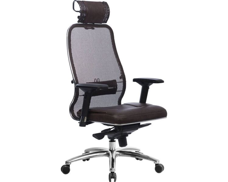Купить Кресло офисное Samurai SL-3.04 коричневый, хром, Цвет: коричневый/хром
