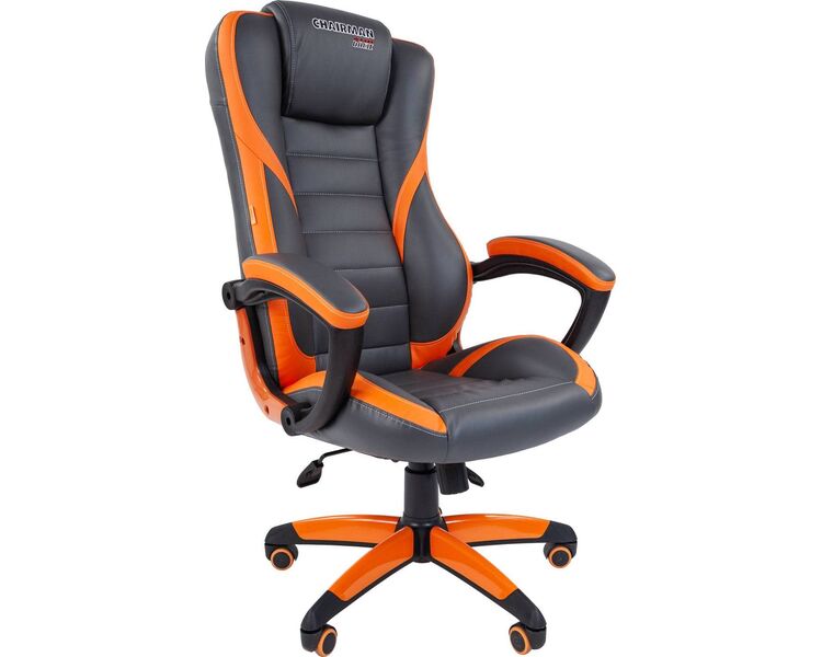 Купить Кресло игровое Chairman Game 22 серый, оранжевый, Цвет: серый/оранжевый/оранжевый