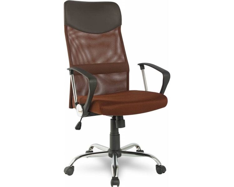 Купить Кресло компьютерное H-935L-2 коричневый, хром, Цвет: коричневый/темно-коричневый/хром