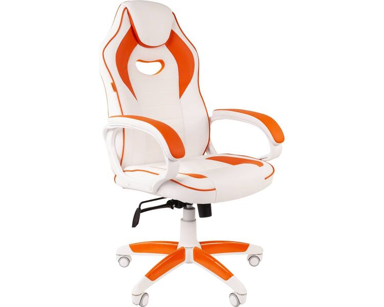 Купить Кресло игровое Chairman Game 16 белое основание оранжевый, Цвет: оранжевый/белый/оранжевый