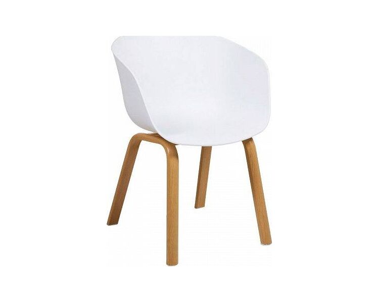 Купить Стул-кресло Shell белый, натуральное дерево, Цвет: белый